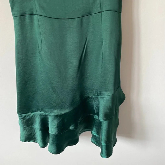 Lulus Dreams Come True Emerald Green Satin Ruffled Mini Dress Sz S - Picture 5 of 10